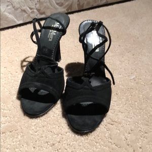 Strappy, peekaboo toe, heels